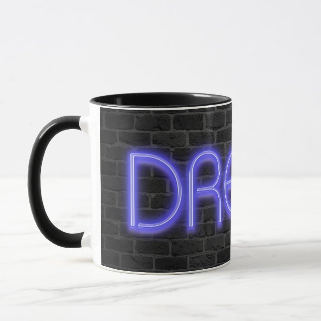 Mug Texte du RÊVE dans les néons sur la brique (Gauche)