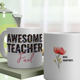 Mug Texte floral de fleur sauvage carburant pour un en