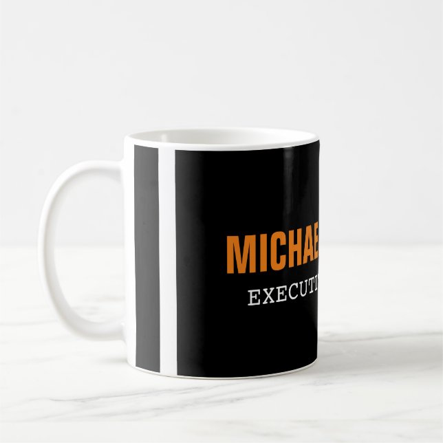 Mug Texte Gras Noir Blanc Orange Style Votre Nom (Gauche)