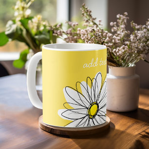 Mug Texte lunatique blanc et jaune de coutume de