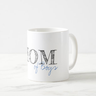 Mug Texte moderne maman des garçons Bébé Bleu Gris