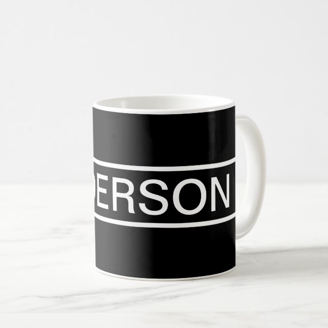 Mug Texte personnalisable | Bold Modern Black & White (Devant droit)