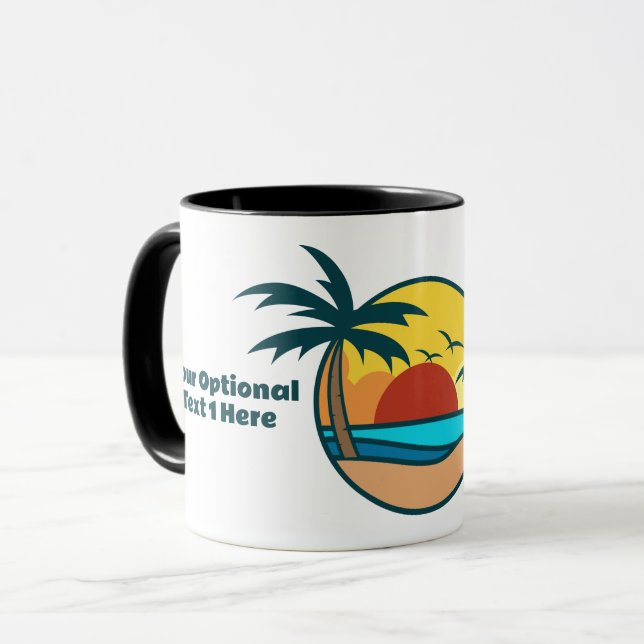 Mug Texte personnalisé Coucher de soleil sur la plage  (Devant gauche)