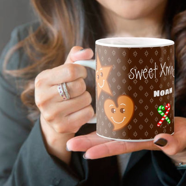 Mug Texte personnalisé doux XmaS Pâtes en pain d'épice (Créateur téléchargé)