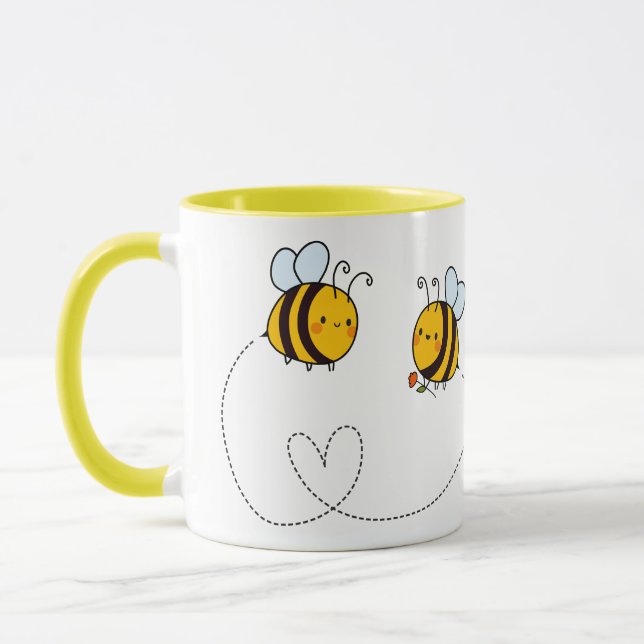 Mug Texte personnalisé Happy Love Bees (Gauche)
