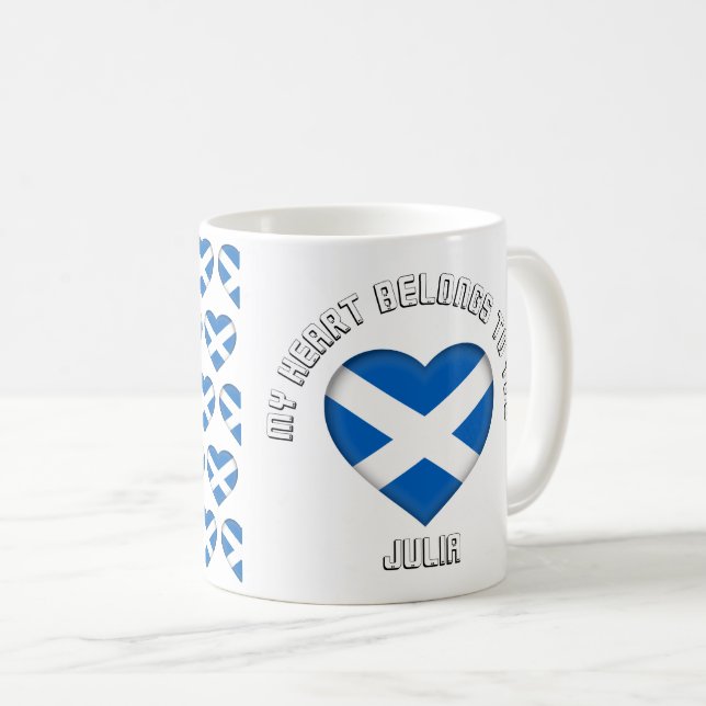 Mug Texte personnalisé Le Motif Scottish Flag Hearts (Devant droit)