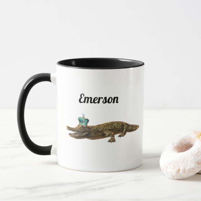 Mug Texte personnalisé | Le Royal Croc | Alligator de  (Avec donut)