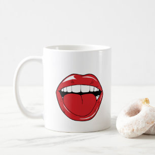 Mug Texte personnalisé lèvres rouges drôles bouche des