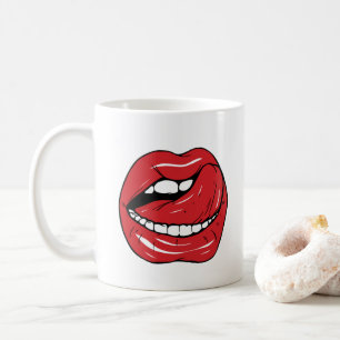 Mug Texte personnalisé lèvres rouges drôles bouche des