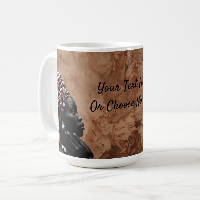 Mug  Texte Personnalisé Melanin Fierté Forte Black Gir (Devant gauche)
