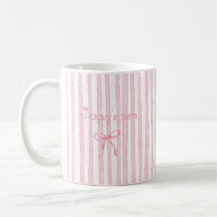 Mug Texte personnalisé Photo Rayures roses Coquette 