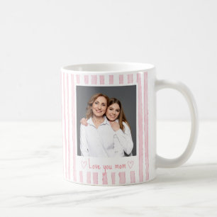 Mug Texte personnalisé Photo Rayures roses Coquette 