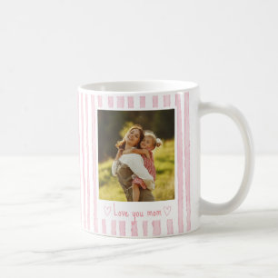 Mug Texte personnalisé Photo Rayures roses Coquette 