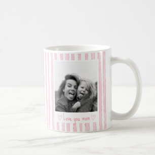 Mug Texte personnalisé Photo Rayures roses Coquette 