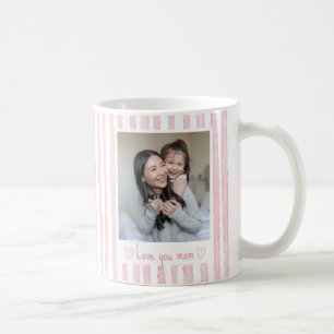 Mug Texte personnalisé Photo Rayures roses Coquette 