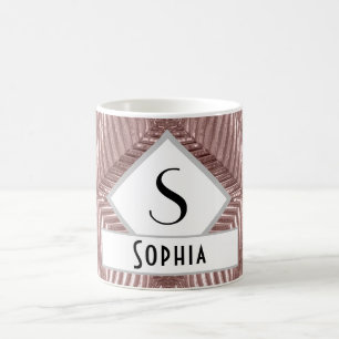 Mug Texte Personnalisé / Rose Or Art Déco Metallic Élé