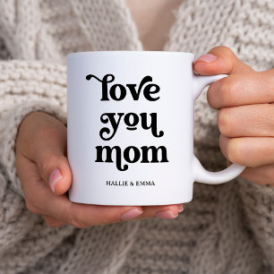 Mug Texte rétro Boho   Aimez maman Noir et Blanc