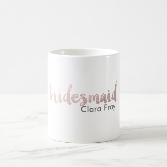 Mug texte rose de demoiselle d'honneur d'or de faux (Centre)