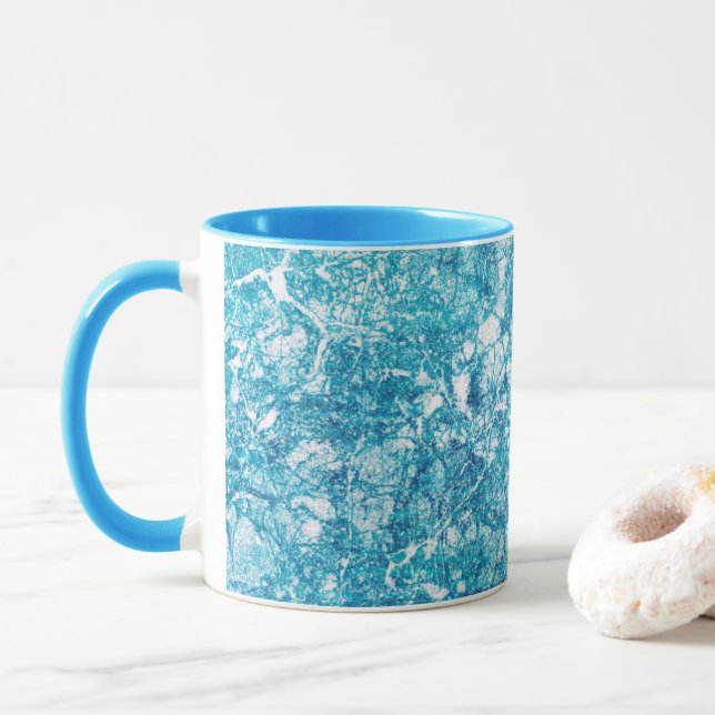 Mug Texture bleu et Marbre blanc (Avec donut)