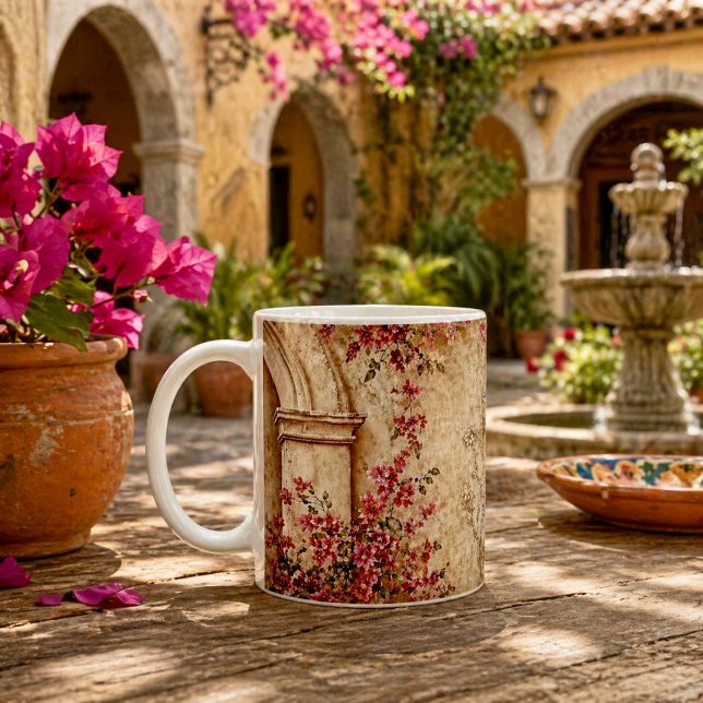 Mug Texture botanique beige d'arche florale vintage (Créateur téléchargé)