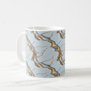 Mug Texture de marbre blanc avec veines d'or fissurées