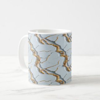 Mug Texture de marbre blanc avec veines d'or fissurées