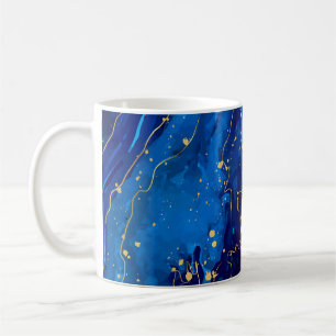 Mug Texture de marbre bleu or luxueux
