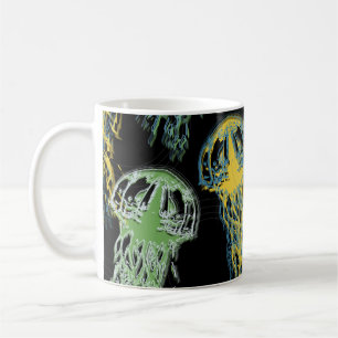 Mug Texture de méduse dessinée à la main. Raster, main