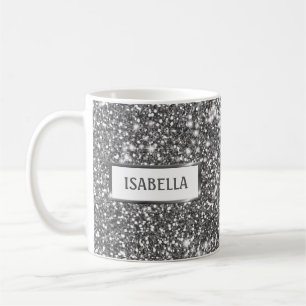 Mug Texture de paillettes argentées fausses et nom per