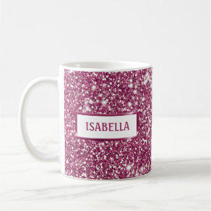 Mug Texture de paillettes roses fausses avec nom perso