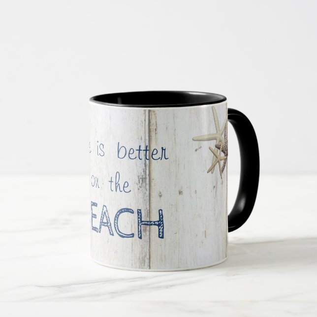 Mug Texture en bois adorable, Épée, Plage (Devant droit)