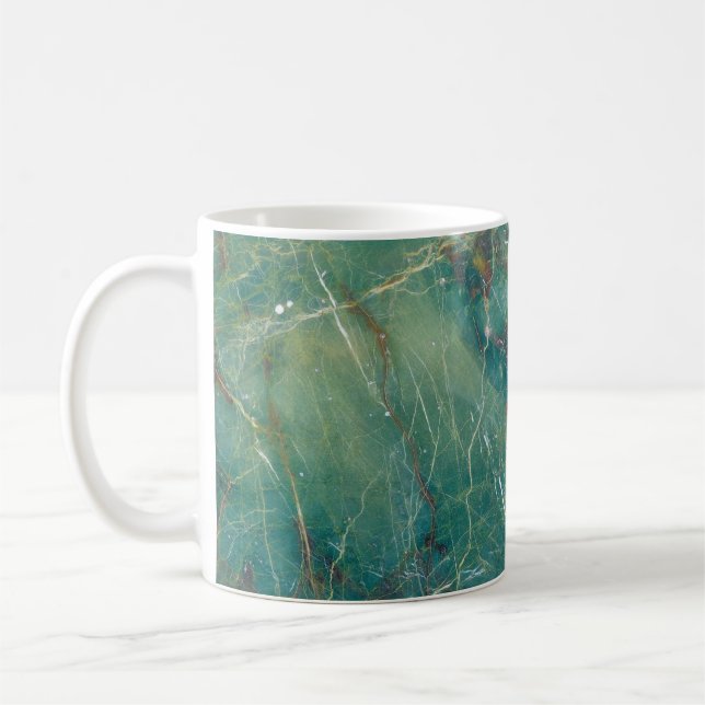 Mug texture en marbre vert malachite, structure détail (Gauche)