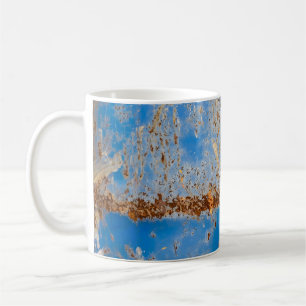 Mug Texture métallique rouillée, décoration rayée bleu