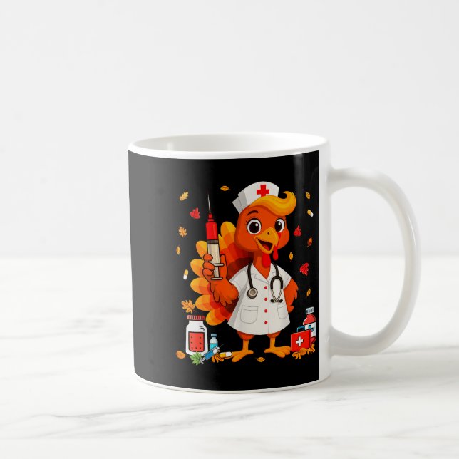 Mug Thankful Turkey Funny Scrub Nurse Fall Thanksgivin (Droite)