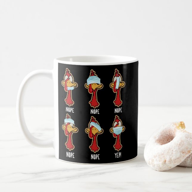 Mug Thanksgiving 2021 Turquie porter un masque mal (Avec donut)