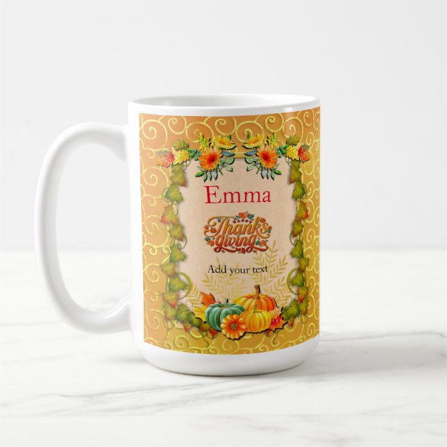Mug Thanksgiving Automne Automne Maple Feuilles et cit (Gauche)