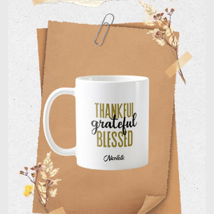 Mug Thanksgiving Thankful Grateful Blessant Élégant