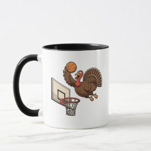 Mug Thanksgiving Turquie Dunking Basketball Funny