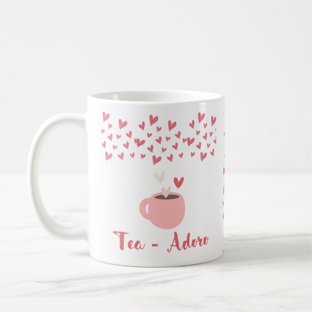 Mug Thé Arrière - plan aux Coeurs roses - Café Adoro (Gauche)
