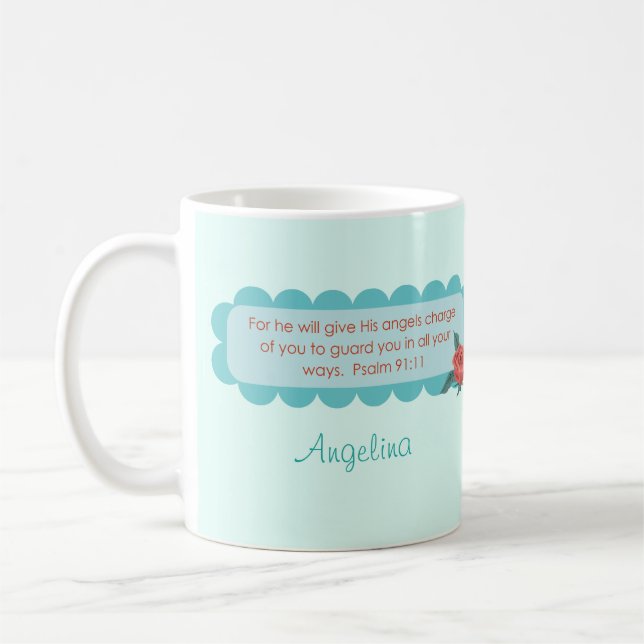 Mug Thé de monogramme de 91:11 de psaume de citation (Gauche)