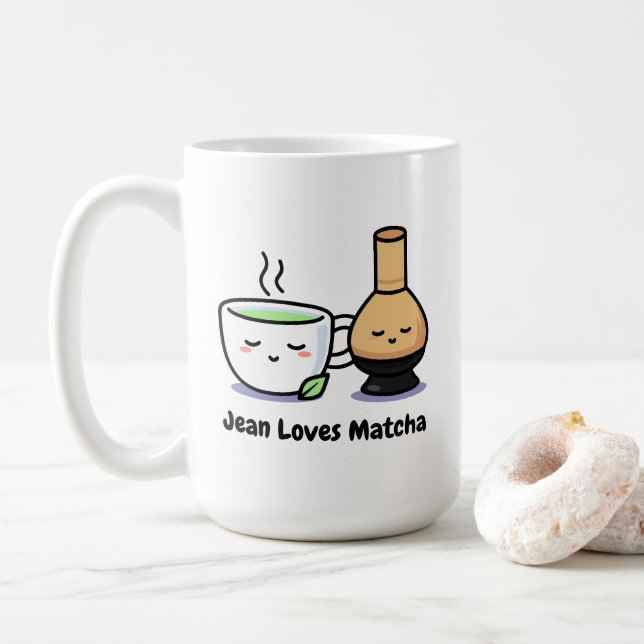 Mug Thé Dessin Japonaise Matcha mignonne Femme (Avec donut)