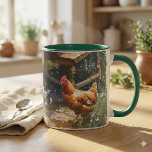 Mug Thé du matin au jardin de campagne à l'aquarelle