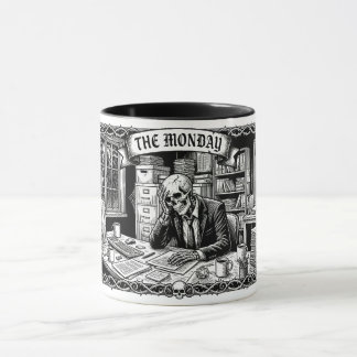Mug The monday Tarot Card | Funny Corporate Skeleton