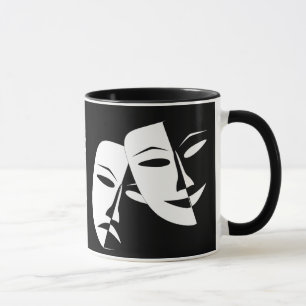 Mug Théâtre Masque Comédie Tragédie Noir Blanc Personn