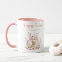 Théière de Pâques personnalisée Famille Lapin