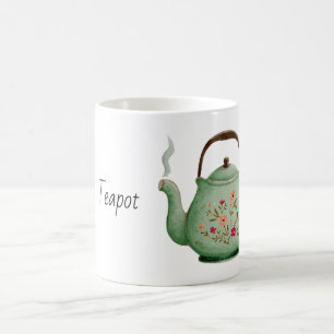 Mug Théière florale verte