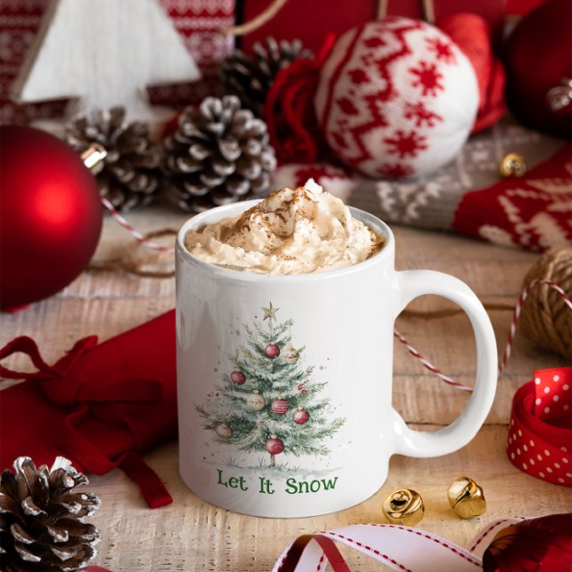 Mug Thème de Noël Arbre de Noël Ornelé Laissez-le neig (Créateur téléchargé)