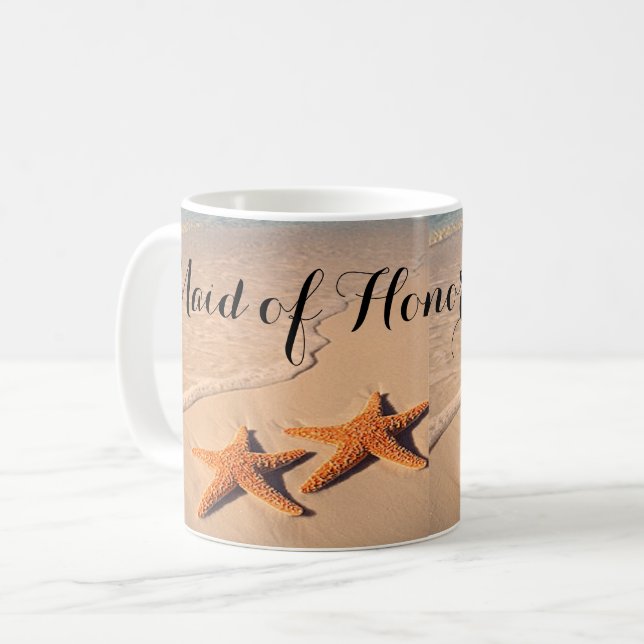 Mug Thème de plage Maid of Honor Cadeau Café mug, Coup (Devant gauche)