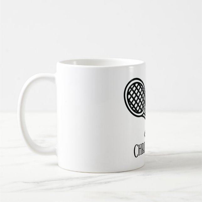 Mug Thème de tennis Nom Monogramme (Gauche)
