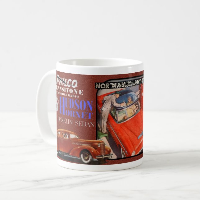 MUG THÈME DU CAFÉ DE PUBLICITÉ AUTOMOBILE RÉTRO (Devant gauche)